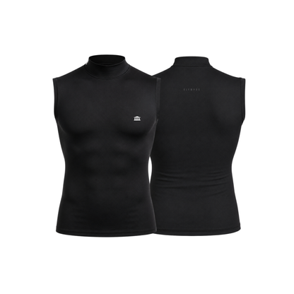 Mock Neck Compression Tank Black