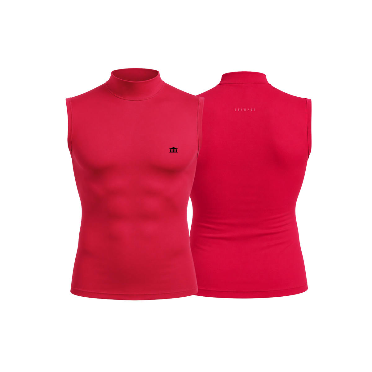 Mock Neck Compression Tank Red