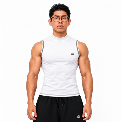 Mock Neck Compression Tank White