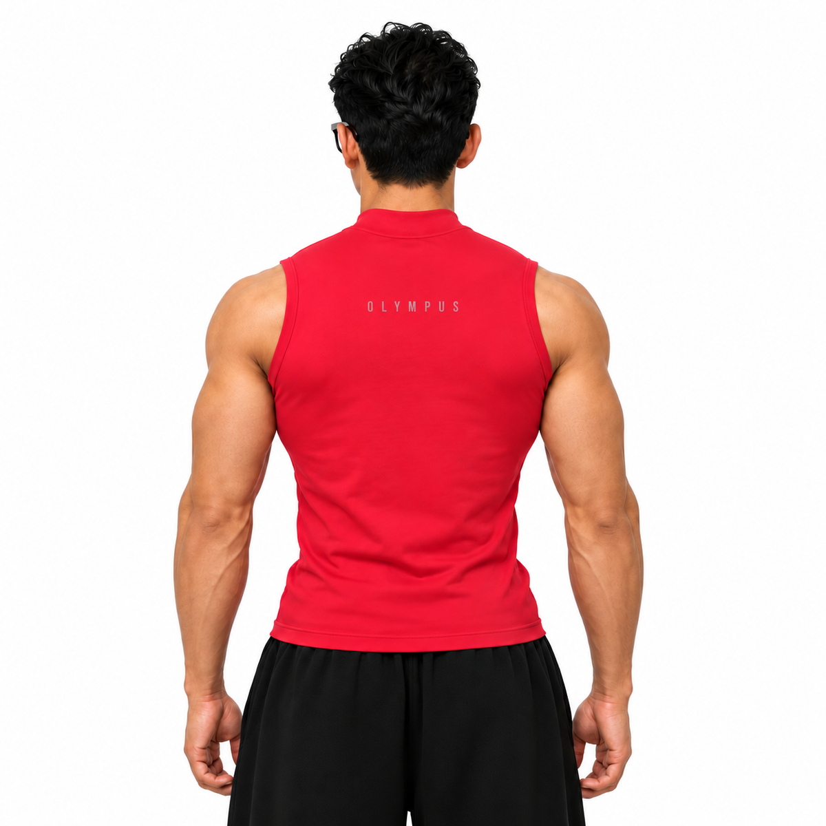 Mock Neck Compression Tank Red