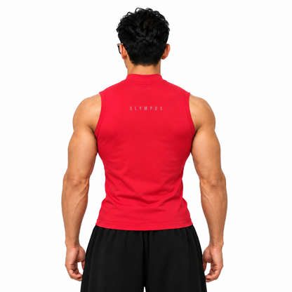 Mock Neck Compression Tank Red