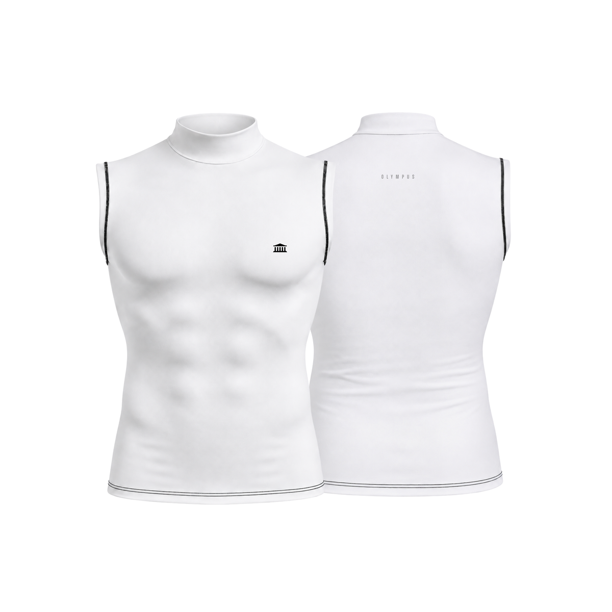 Mock Neck Compression Tank White