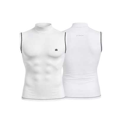 Mock Neck Compression Tank White
