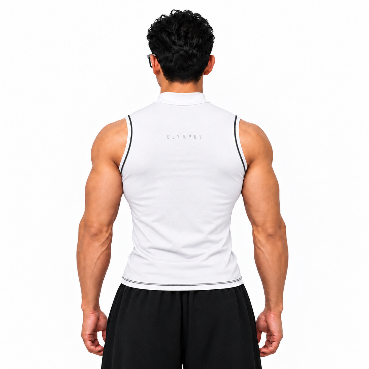 Mock Neck Compression Tank White