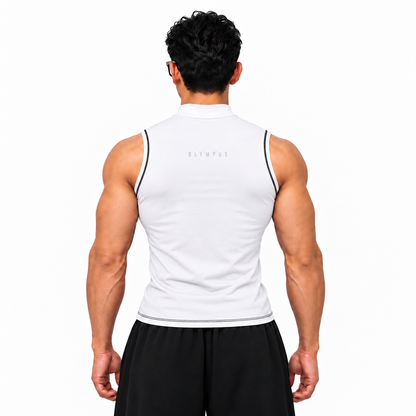 Mock Neck Compression Tank White